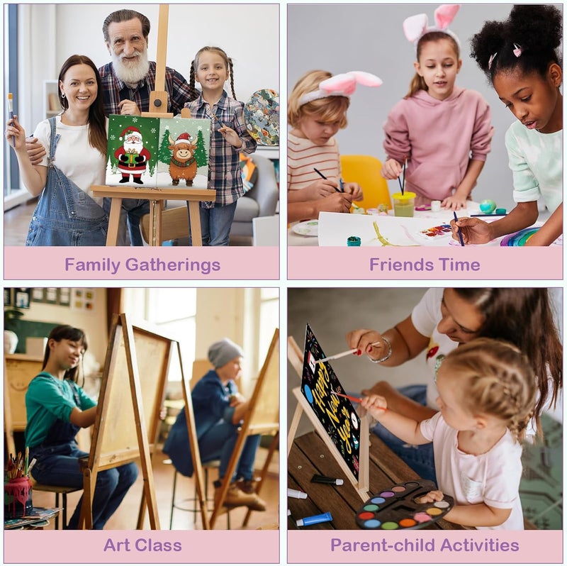 Anseal 12 Packs Christmas Pre Drawn Canvas to Paint, 5" X 7" Pre Printed Canvas for Kids, Pre Stretched Canvas Outline Painting Boards for Beginners, Students, Party Favor - Image 5